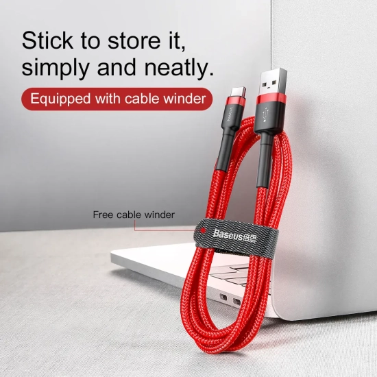 Kabel Baseus Cafule CATKLF-A09 USB-A–USB-C 3A 0,5 m czerwony