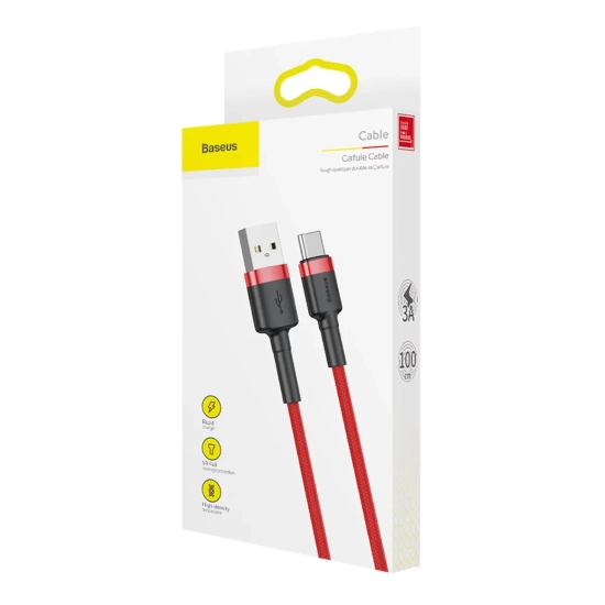 Baseus Cafule CATKLF-B09 USB-A – USB-C 3A 1,0 m czerwony