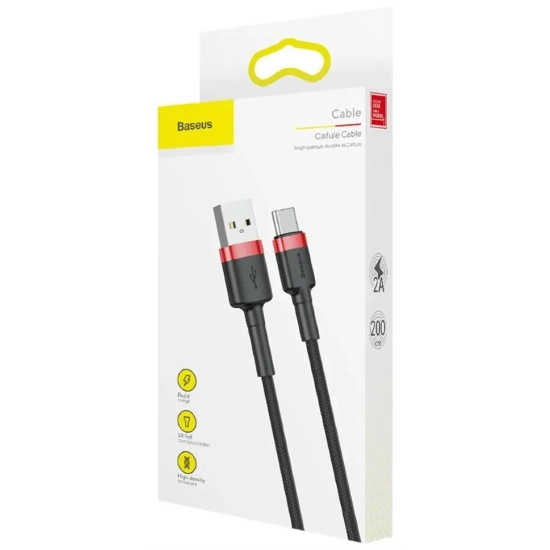 Kabel Baseus Cafule USB-A–USB-C 2A 2 m czarno-czerwony