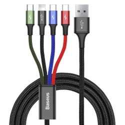 Główne zdjęcie produktu: Kabel Baseus CA1T4-B01 USB-A 3w1 1,2 m czarny.