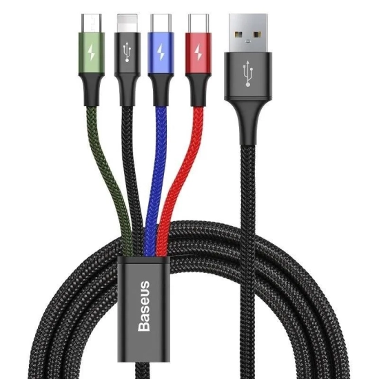 Główne zdjęcie produktu: Kabel Baseus CA1T4-B01 USB-A 3w1 1,2 m czarny.