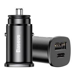 Baseus ładowarka samochodowa USB-C czarna — wariant produktu marki Baseus, kolor czarny.
