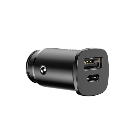 Inteligentna ładowarka samochodowa z 2 portami USB i USB-C QC PD czarny