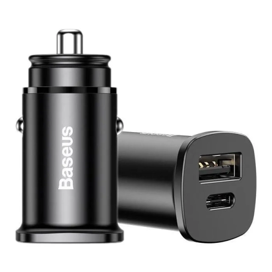 Baseus ładowarka samochodowa USB-C czarna — wariant produktu marki Baseus, kolor czarny.