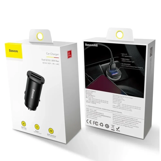 Inteligentna ładowarka samochodowa Square 2x USB QC3.0 Quick Charge 3.0