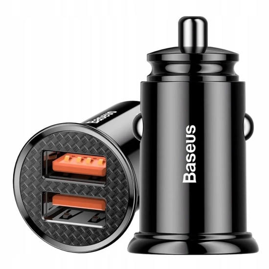 Baseus CCALL-YD01 ładowarka samochodowa 60W 2x USB czarna — wariant produktu marki Baseus, kolor czarny, moc do 60W.