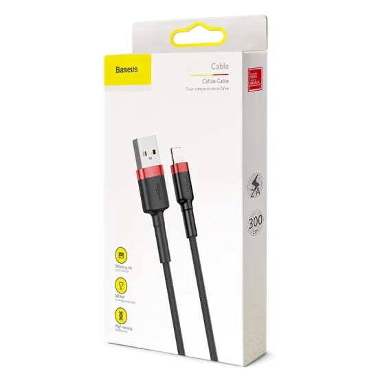 Kabel Baseus Cafule CALKLF-R91 USB-A–Lightning 2A 3 m czarno-czerwony
