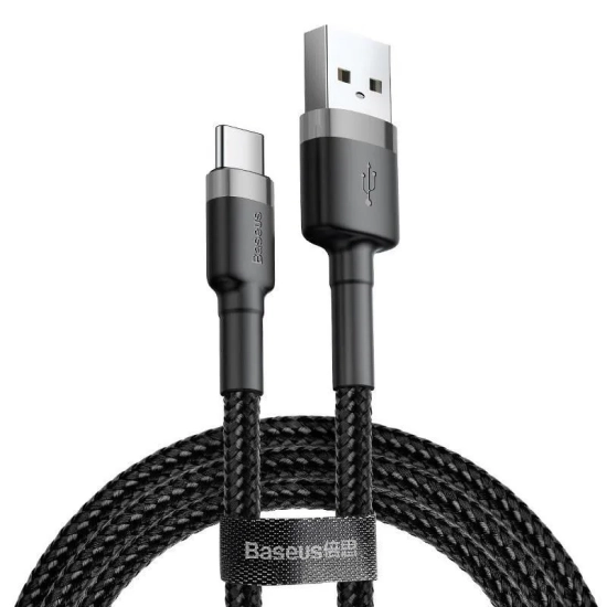 Baseus Cafule CATKLF-UG1 USB-A – USB-C 2A 3 m szaro-czarny – przewód ze złączami USB-A – USB-C w kolorze szaro-czarny.