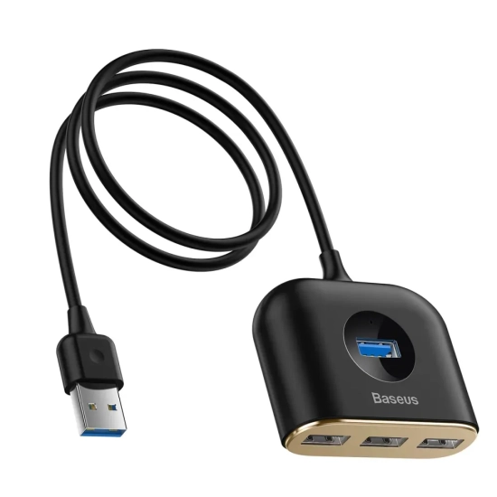 Hub USB Baseus Square Round 4w1 1 m czarny