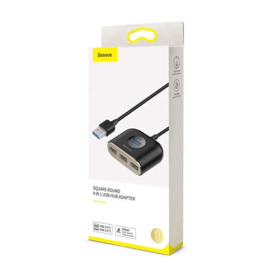 Hub USB Baseus Square Round 4w1 1 m czarny