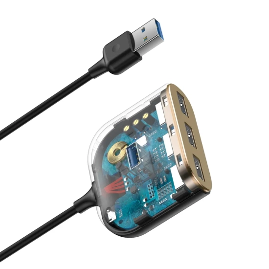 Baseus Hub USB-A Square 4w1 USB 3.0 1 m czarny
