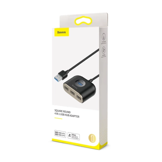 Baseus Hub USB-A Square 4w1 USB 3.0 1 m czarny
