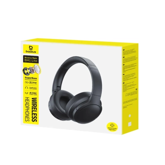 Baseus Słuchawki Bass BH1 Lite Bluetooth 6.0 nauszne czarne