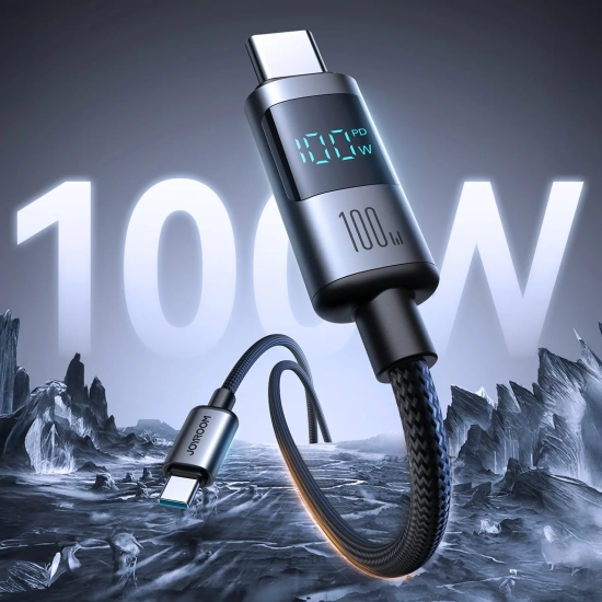 JOYROOM Kabel przewód z wyświetlaczem USB-C 100W 1.2m - czarny