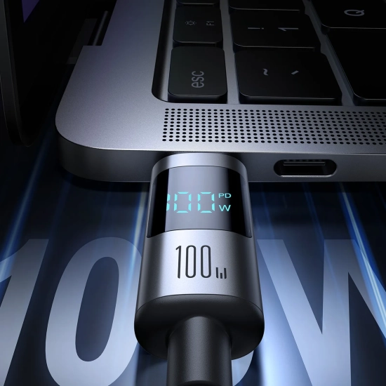 JOYROOM Kabel przewód z wyświetlaczem USB-C 100W 1.2m - czarny