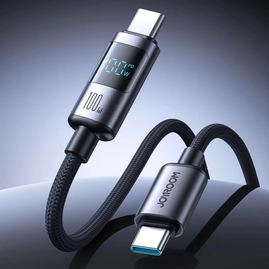 JOYROOM Kabel przewód z wyświetlaczem USB-C 100W 1.2m - czarny