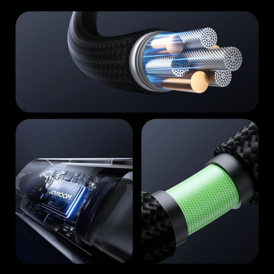 JOYROOM Kabel przewód z wyświetlaczem USB-C 100W 1.2m - czarny