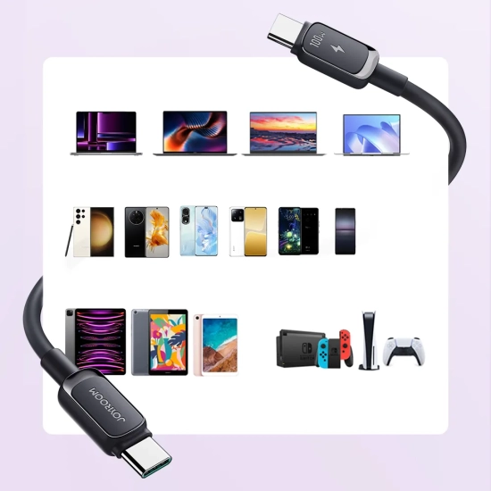 JOYROOM Kabel przewód USB-C - USB-C 100W 1.2m czarny