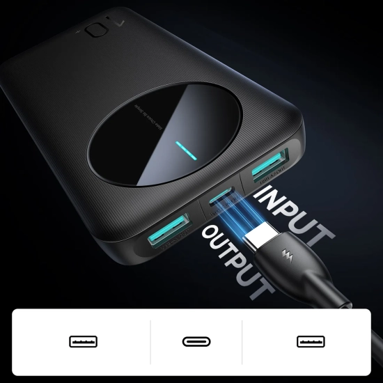 JOYROOM Powerbank JR-PBF12 10000mAh 2.4A 2x USB-A 1x USB-C - czarny