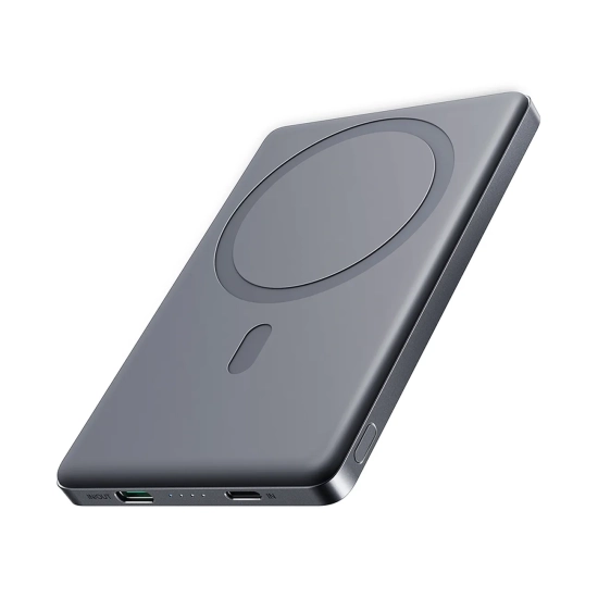 JOYROOM Powerbank 5000mAh USB-C 20W PD i ładowaniem indukcyjnym 15W - szary
