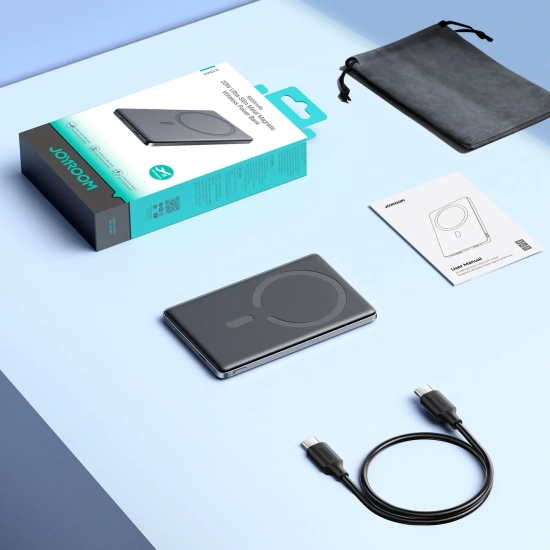JOYROOM Powerbank 5000mAh USB-C 20W PD i ładowaniem indukcyjnym 15W - szary