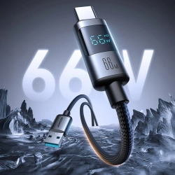 JOYROOM Kabel przewód z wyświetlaczem USB-A - USB-C 66W 1.2m - czarny