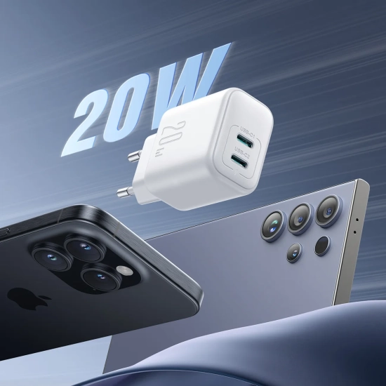 JOYROOM Ładowarka sieciowa 2x USB-C 20W PD QC 3.0 - biała