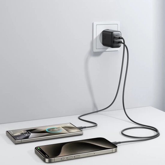 JOYROOM Ładowarka sieciowa USB-C i USB-A 25W SFC PPS PD - czarna