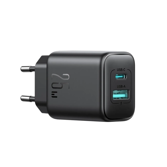 JOYROOM Ładowarka sieciowa USB-C i USB-A 25W SFC PPS PD - czarna