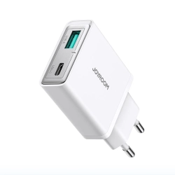 JOYROOM Mała i supercienka ładowarka sieciowa 20W USB-A USB-C - biała