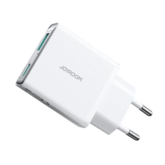JOYROOM Mała i supercienka ładowarka sieciowa 20W USB-A USB-C - biała