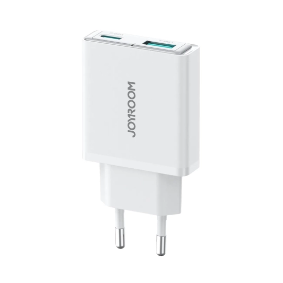 JOYROOM Mała i supercienka ładowarka sieciowa 20W USB-A USB-C - biała