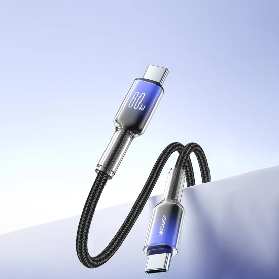 JOYROOM Kabel przewód Crystal-Clear Series 60W USB-C - USB-C 1.2m - czarny