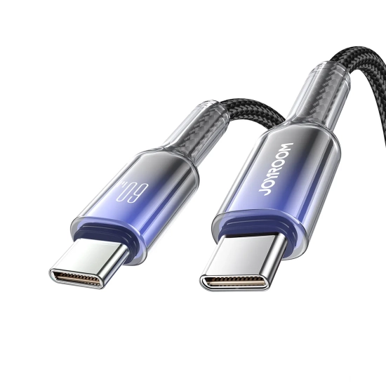 JOYROOM Kabel przewód Crystal-Clear Series 60W USB-C - USB-C 1.2m - czarny
