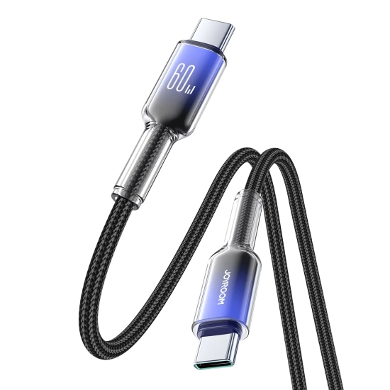 JOYROOM Kabel przewód Crystal-Clear Series 60W USB-C - USB-C 1.2m - czarny
