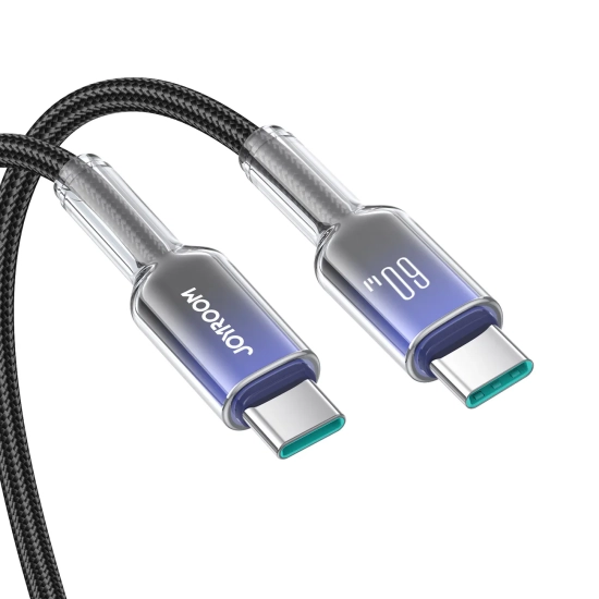 JOYROOM Kabel przewód Crystal-Clear Series 60W USB-C - USB-C 1.2m - czarny