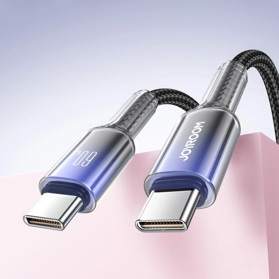 JOYROOM Kabel przewód Crystal-Clear Series 60W USB-C - USB-C 1.2m - czarny