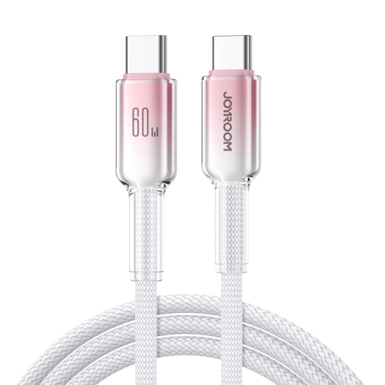 JOYROOM Kabel przewód Crystal-Clear Series 60W USB-C - USB-C 1.2m - biały