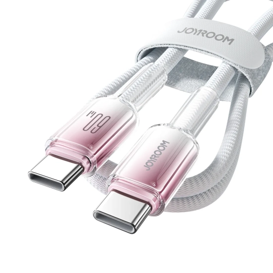 JOYROOM Kabel przewód Crystal-Clear Series 60W USB-C - USB-C 1.2m - biały