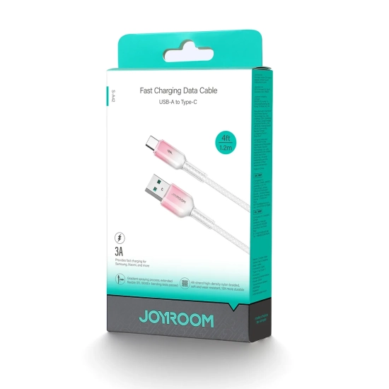 JOYROOM Kabel przewód Crystal-Clear Series 3A USB-A - USB-C 1.2m - biały
