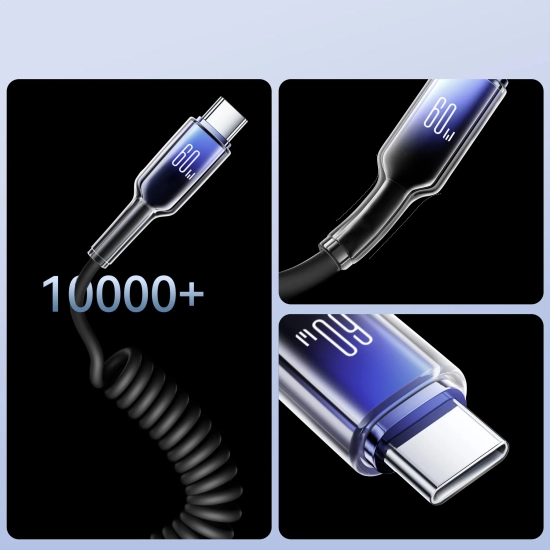 JOYROOM Kabel przewód spiralny USB-C - USB-C Crystal-Clear Series 60W 1.5m