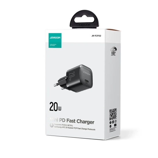 JOYROOM Mini ładowarka do telefonu USB-C 20W PD JR-TCF02 - czarna
