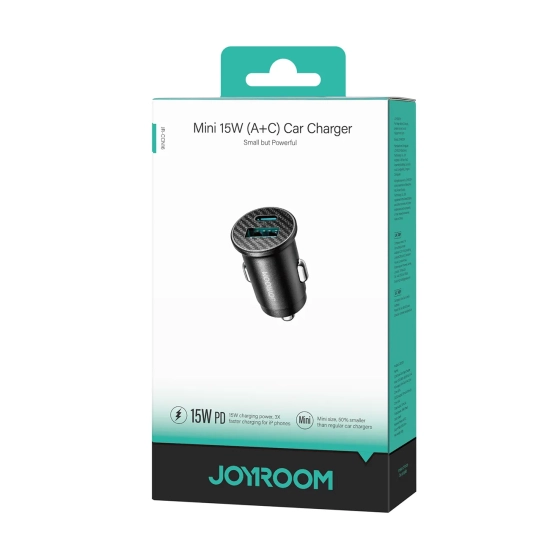 JOYROOM Ładowarka samochodowa Mini 15W USB-A USB-C - czarna