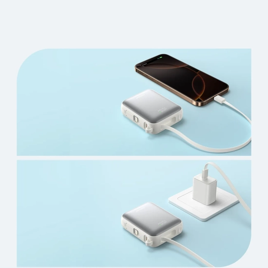 JOYROOM Powerbank 10000mAh 22.5W z wbudowanymi kablami USB-C Lightning