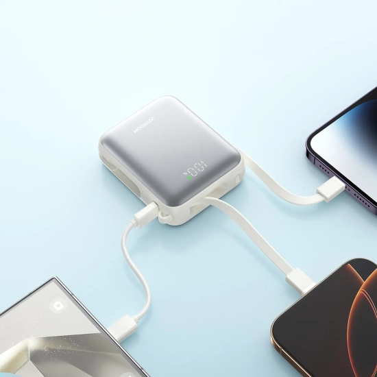JOYROOM Powerbank 10000mAh 22.5W z wbudowanymi kablami USB-C Lightning