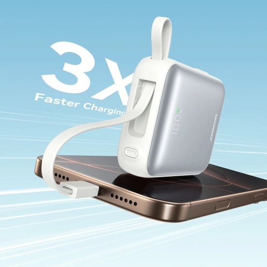 JOYROOM Powerbank 10000mAh 22.5W z wbudowanymi kablami USB-C Lightning
