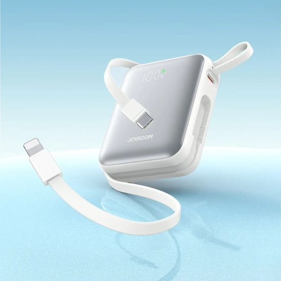 JOYROOM Powerbank 10000mAh 22.5W z wbudowanymi kablami USB-C Lightning