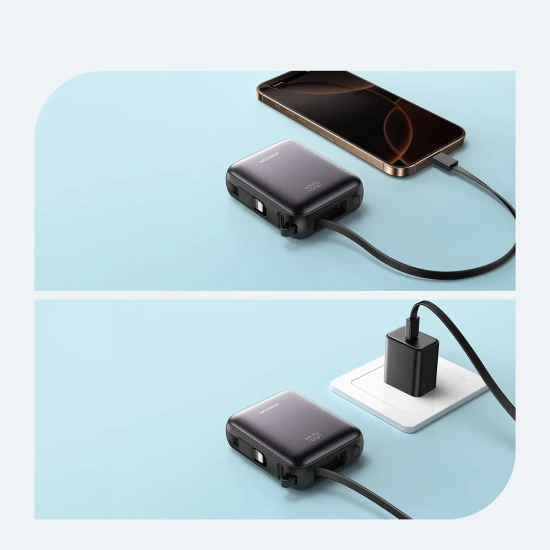 JOYROOM Powerbank 10000mAh 22.5W z wbudowanymi kablami USB-C Lightning