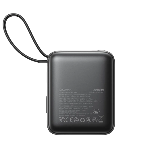 JOYROOM Powerbank 10000mAh 22.5W z wbudowanymi kablami USB-C Lightning