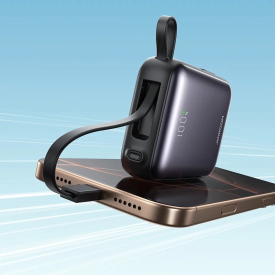 JOYROOM Powerbank 10000mAh 22.5W z wbudowanymi kablami USB-C Lightning